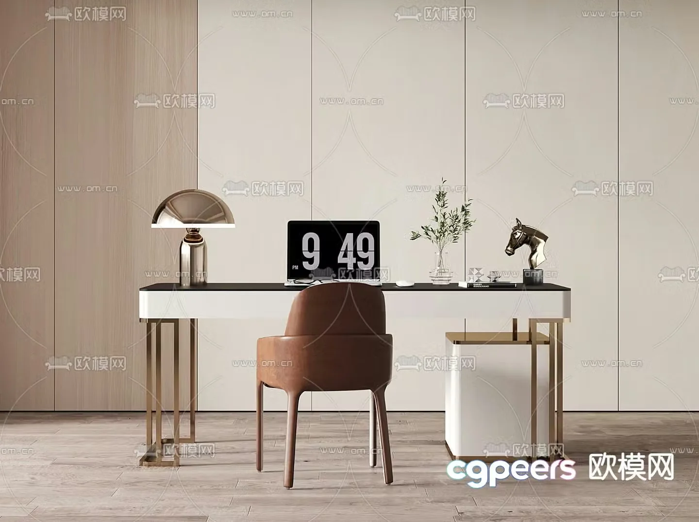 Modern desk chair desk 3d model
