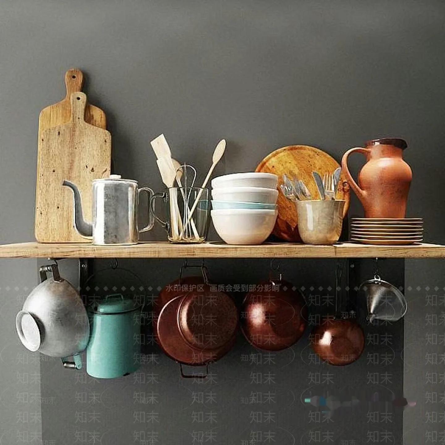 Kitchen Utensils And Dishes 3D Model – 4684 – VRAY Render