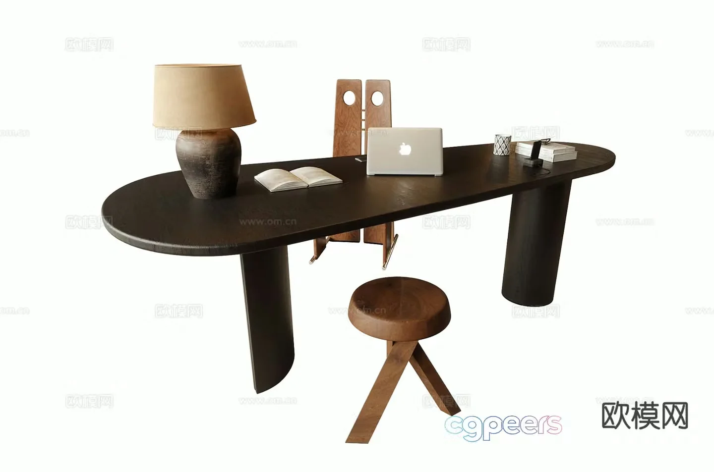 Medieval style desk computer desk study table 3d model