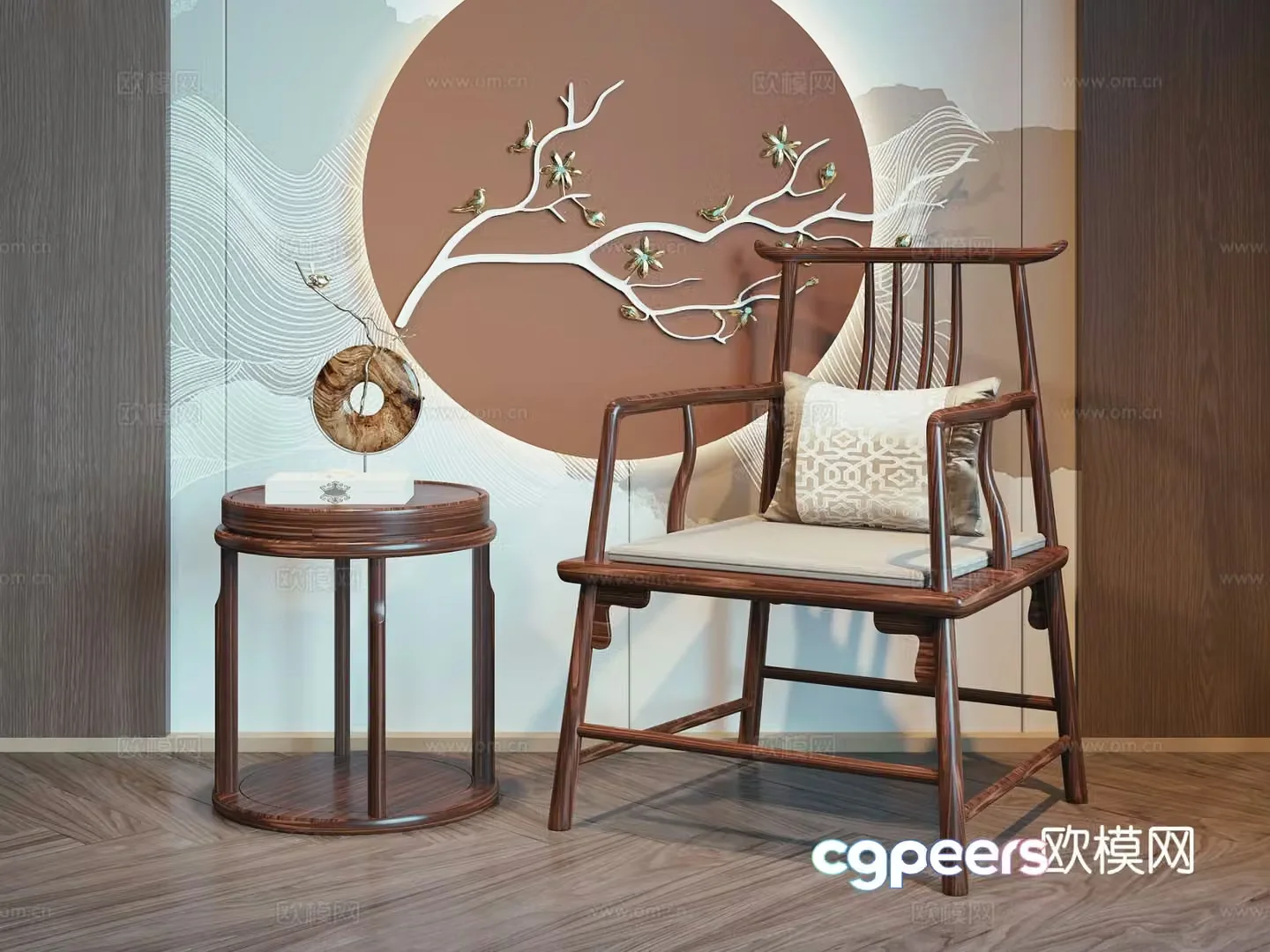 New Chinese style chair Taishi chair 3d model