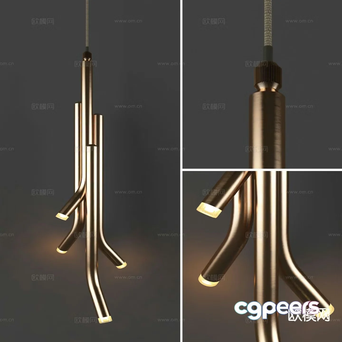 Nordic strip chandelier metal chandelier 3d model