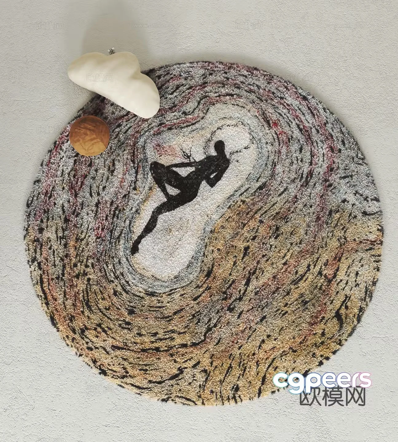 Modern carpet Plush carpet Pillow 3d model