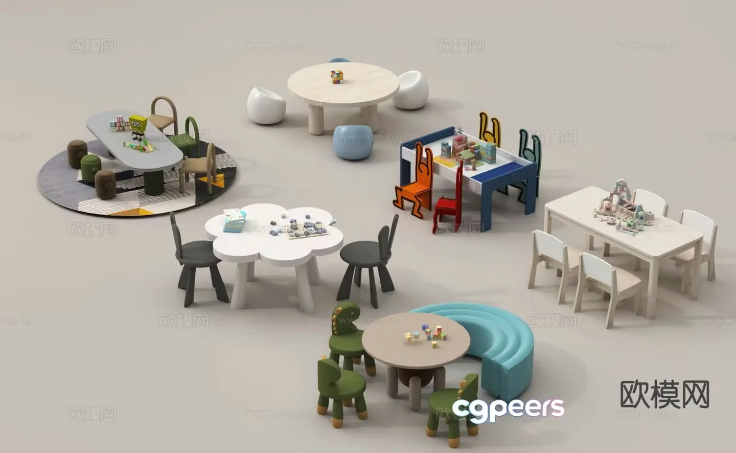 Children’s tables and chairs game tables and chairs toy table 3d model