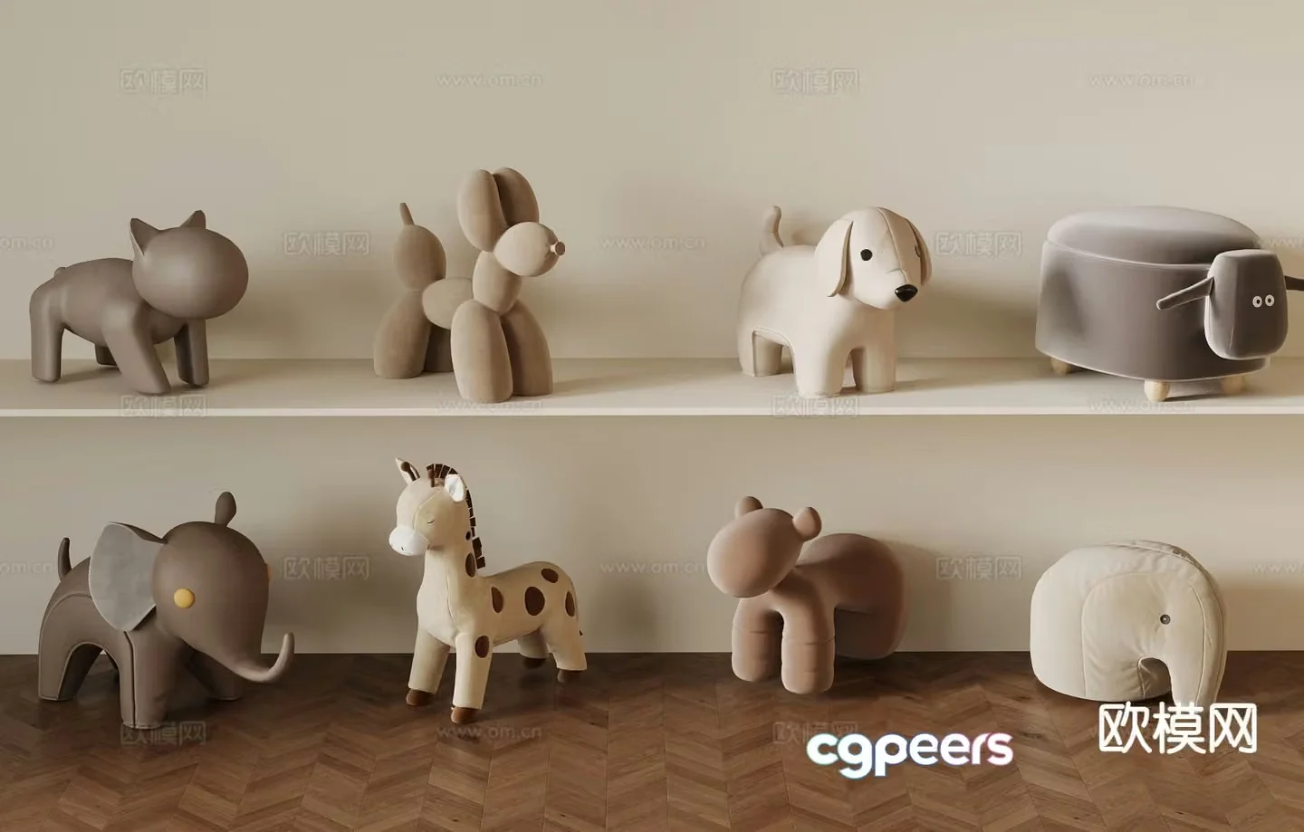 Plush toys dolls animal dolls children’s chair 3d model