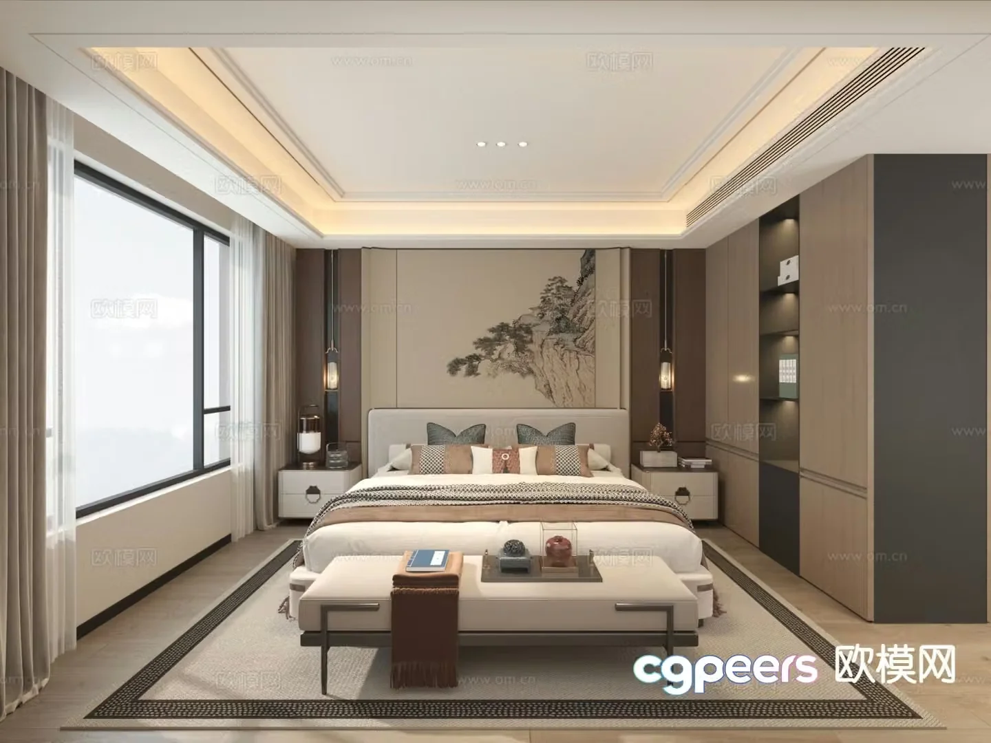 New Chinese style bedroom master bedroom 3d model