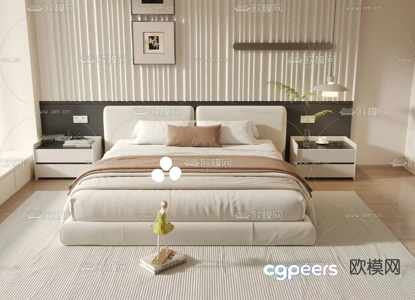 Modern double bed 3d model