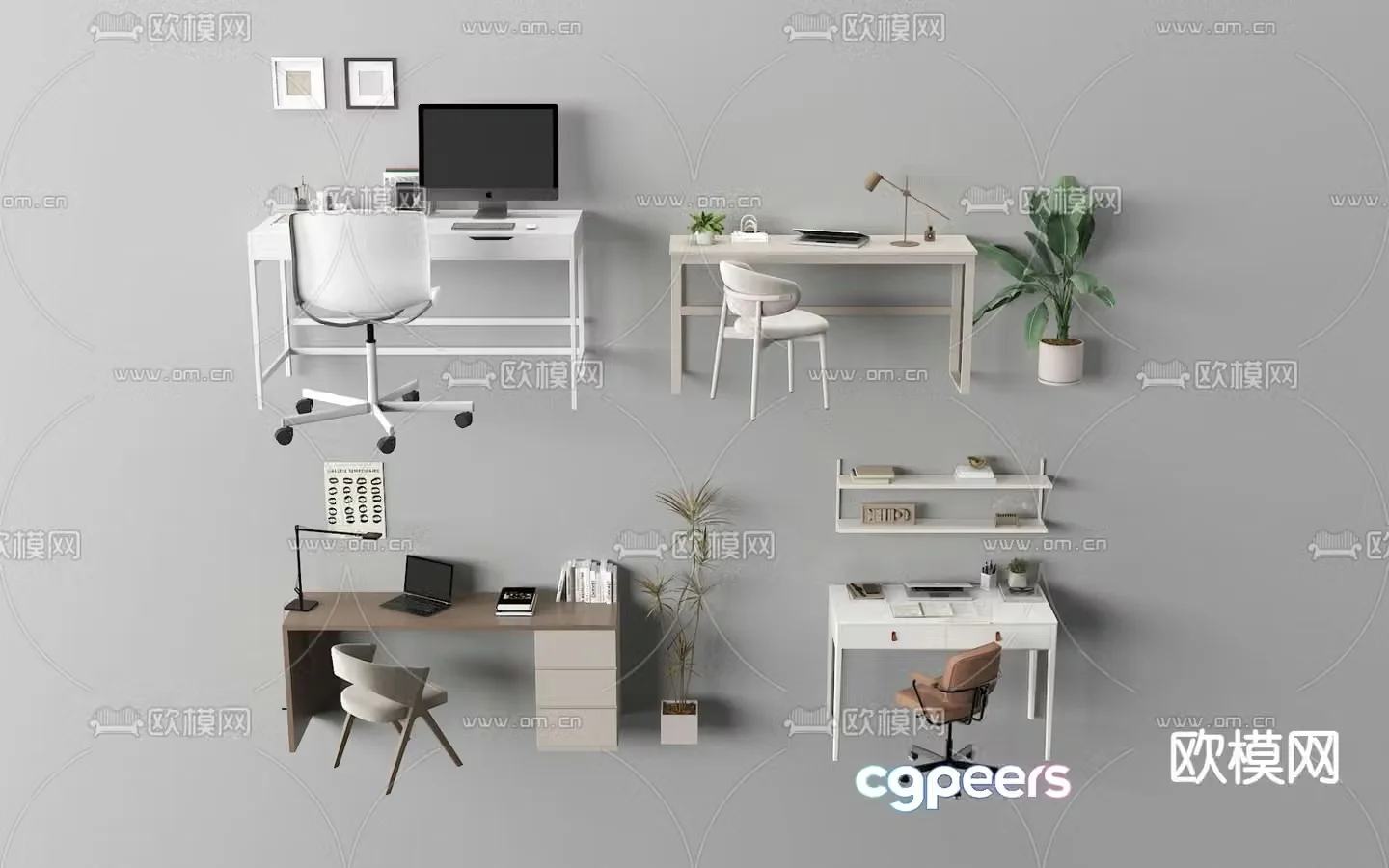 Modern children’s desk 3d model