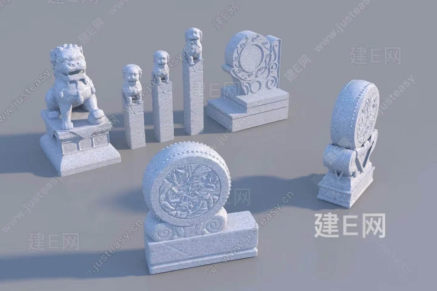 Stone Statues 3D Model – 17969 – VRAY Render
