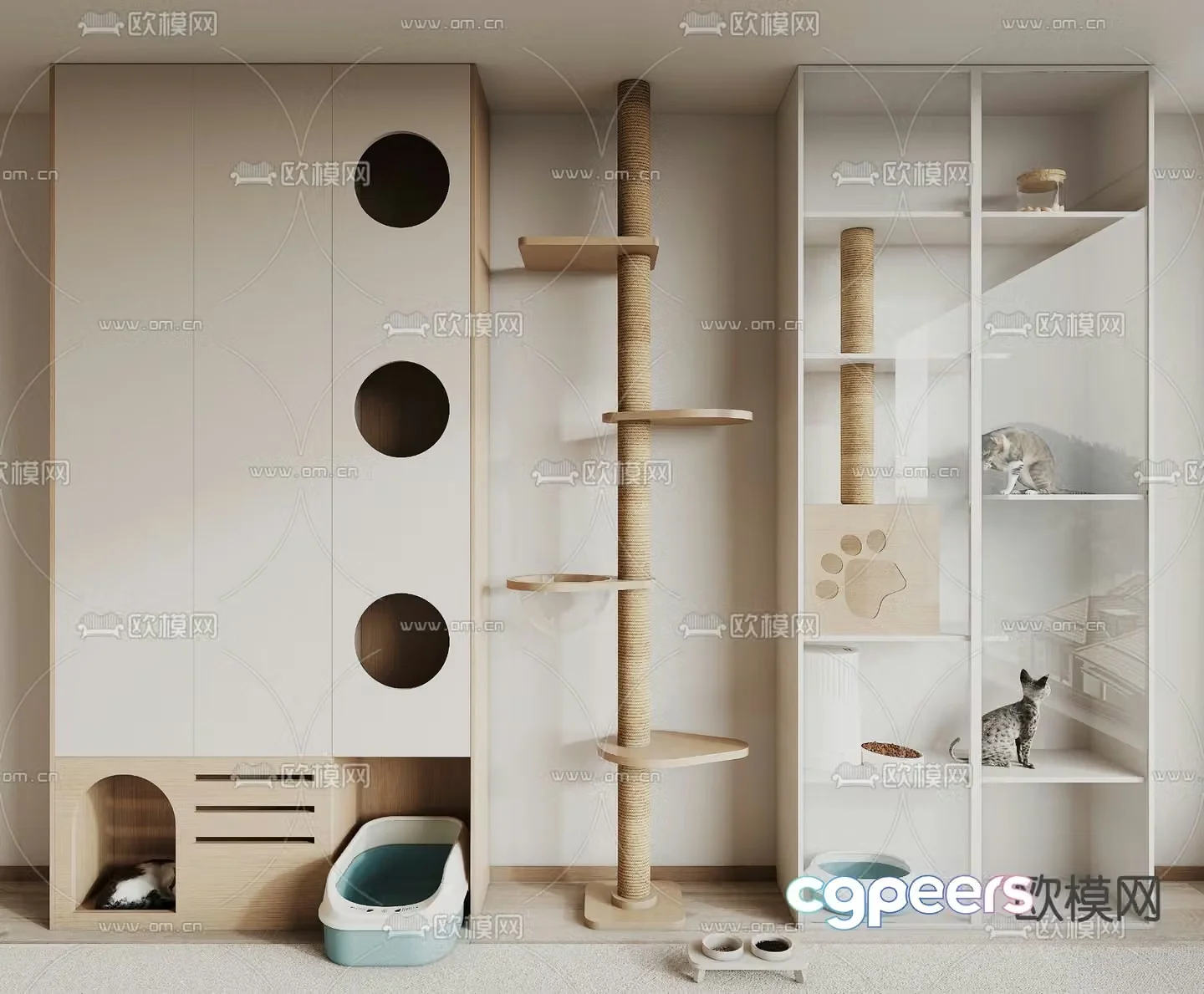 Cat climbing cabinet balcony cat cabinet cat climbing rack 3d model