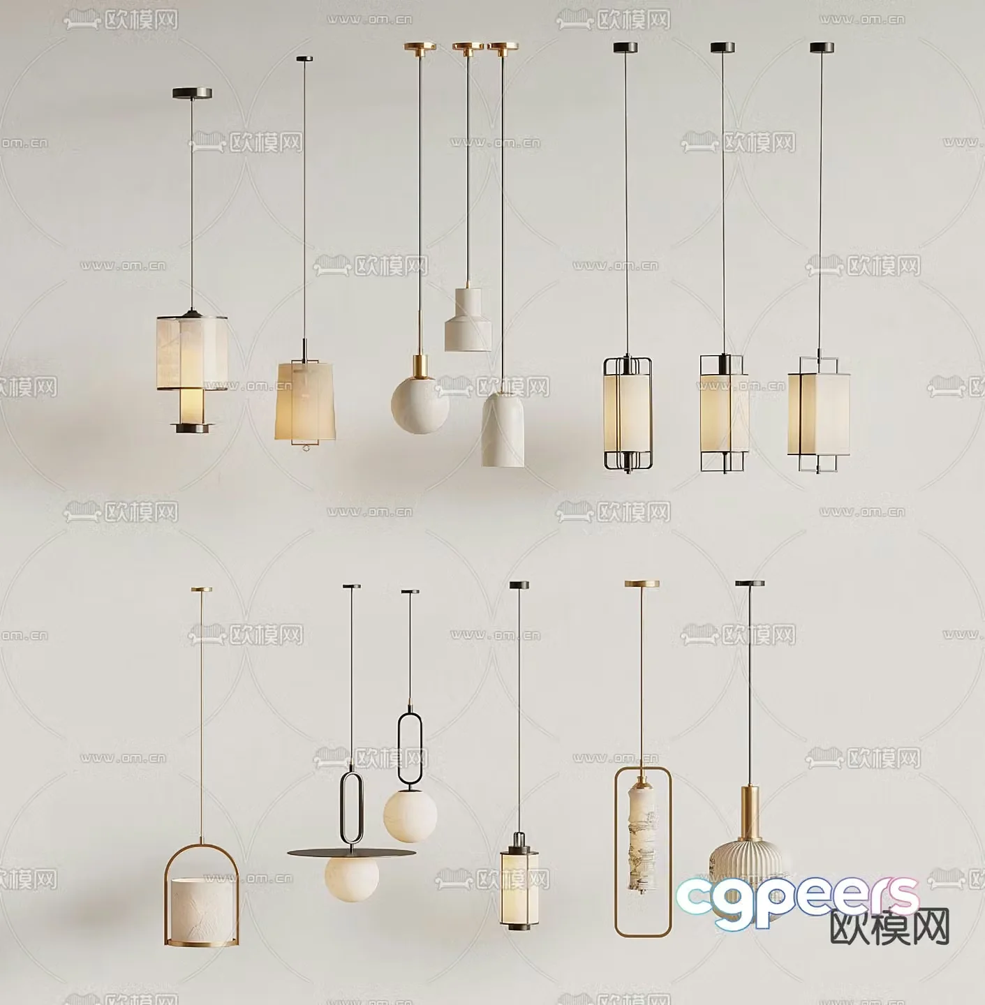 New Chinese style small chandelier 3d model