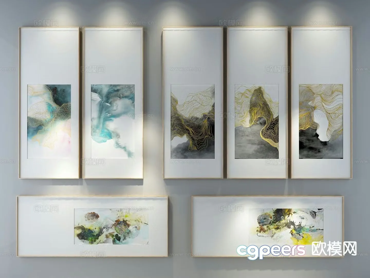 New Chinese style decorative painting Zen hanging painting 3D model