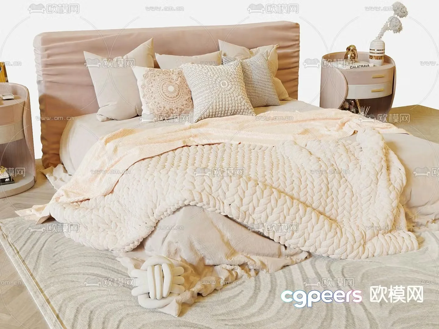 Italian double bed 3d model