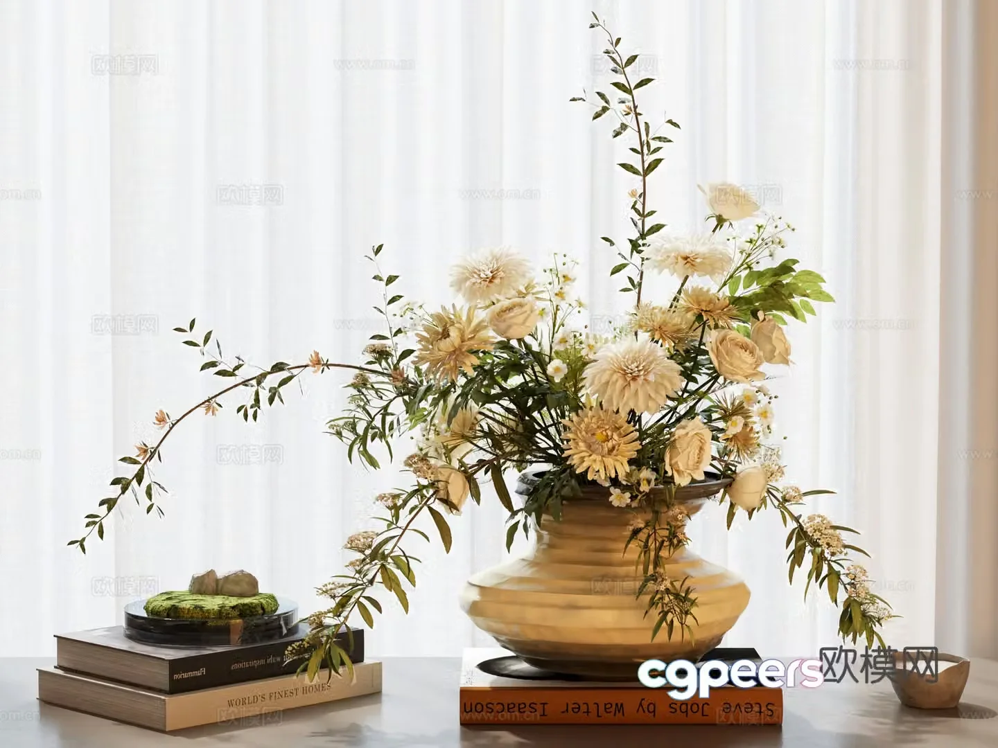 Modern vase Flower Flower Art Book Ornament Ornament Vase Ornament Modern vase Flower Art 3D Model
