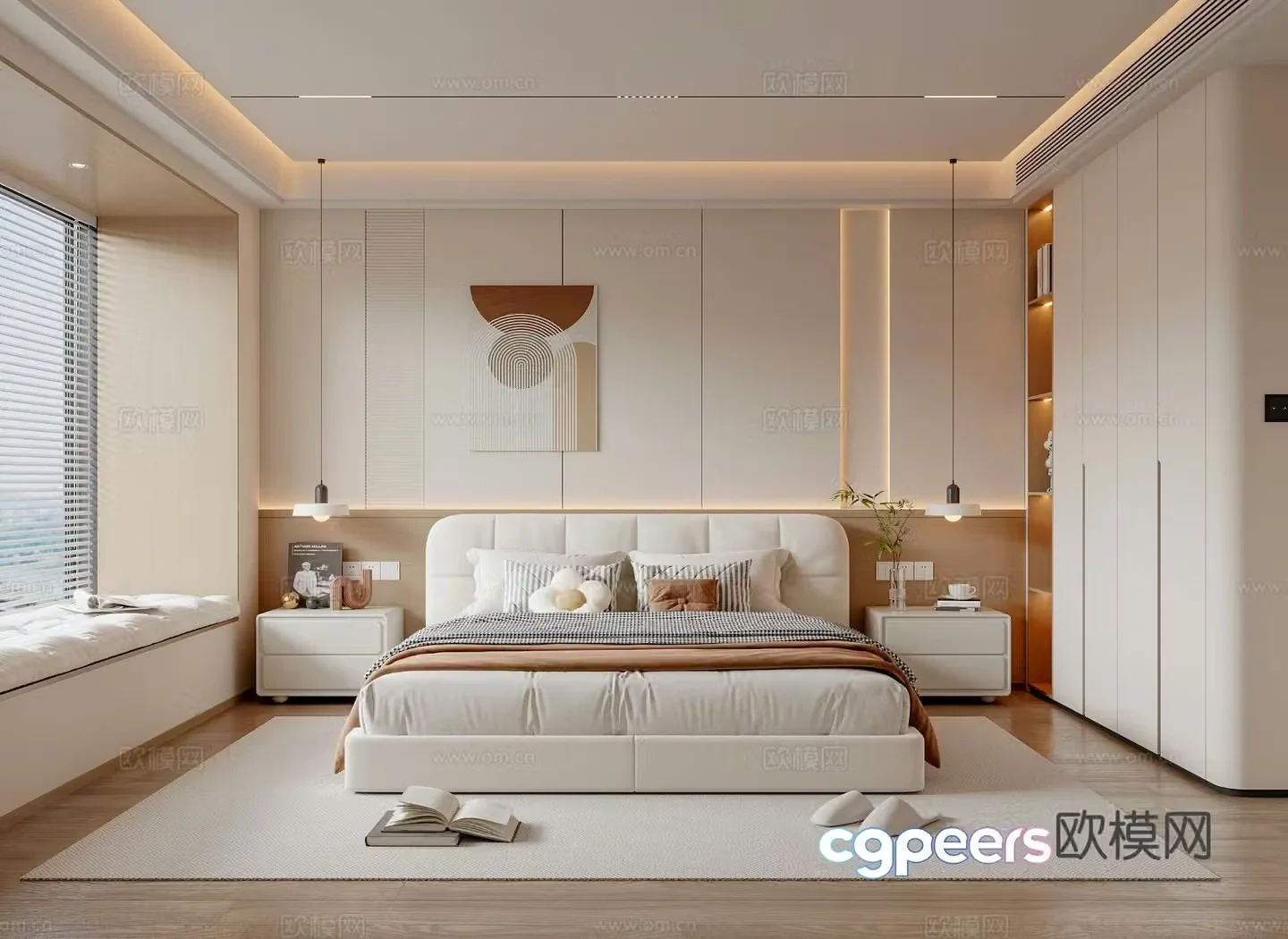 Creamy Bedroom 3d Model