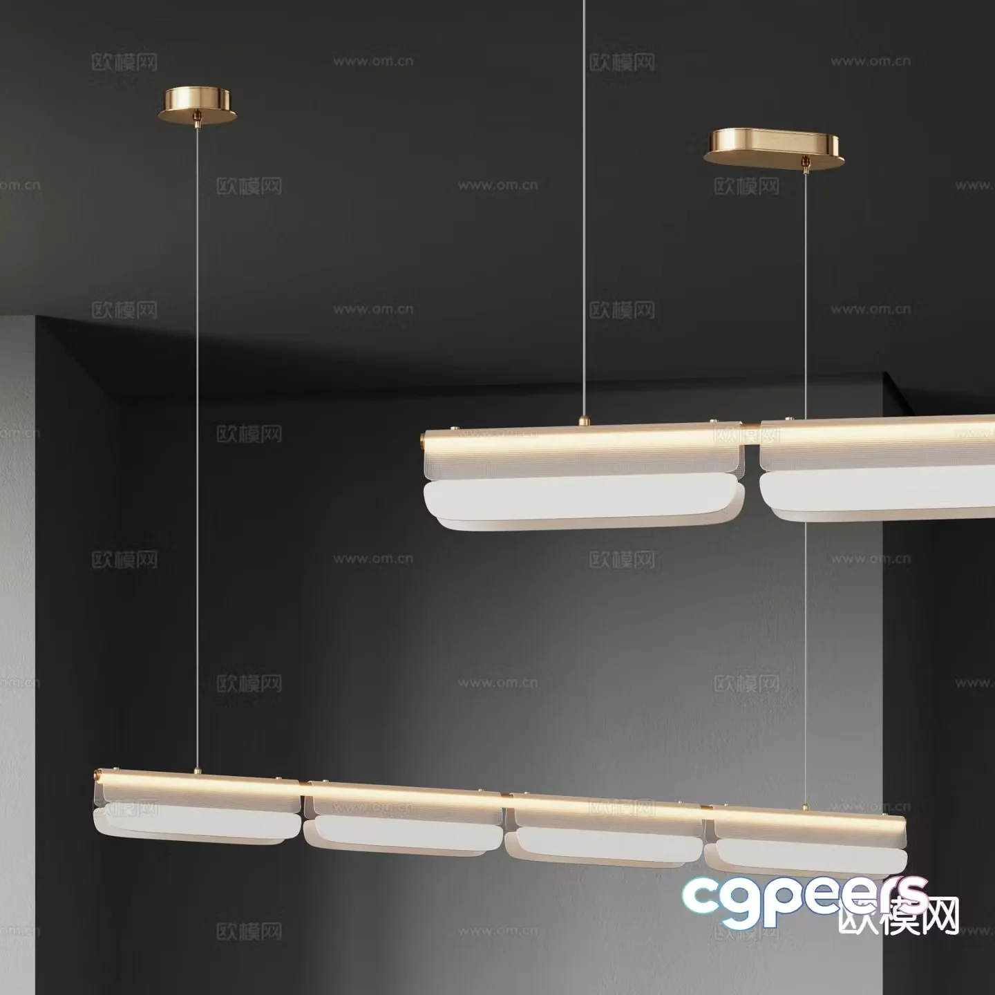 Light luxury chandelier straight chandelier 3d model
