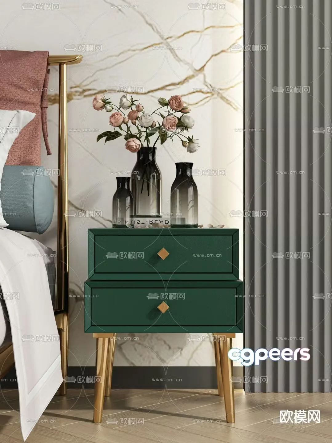 Light luxury bedside table 3D model