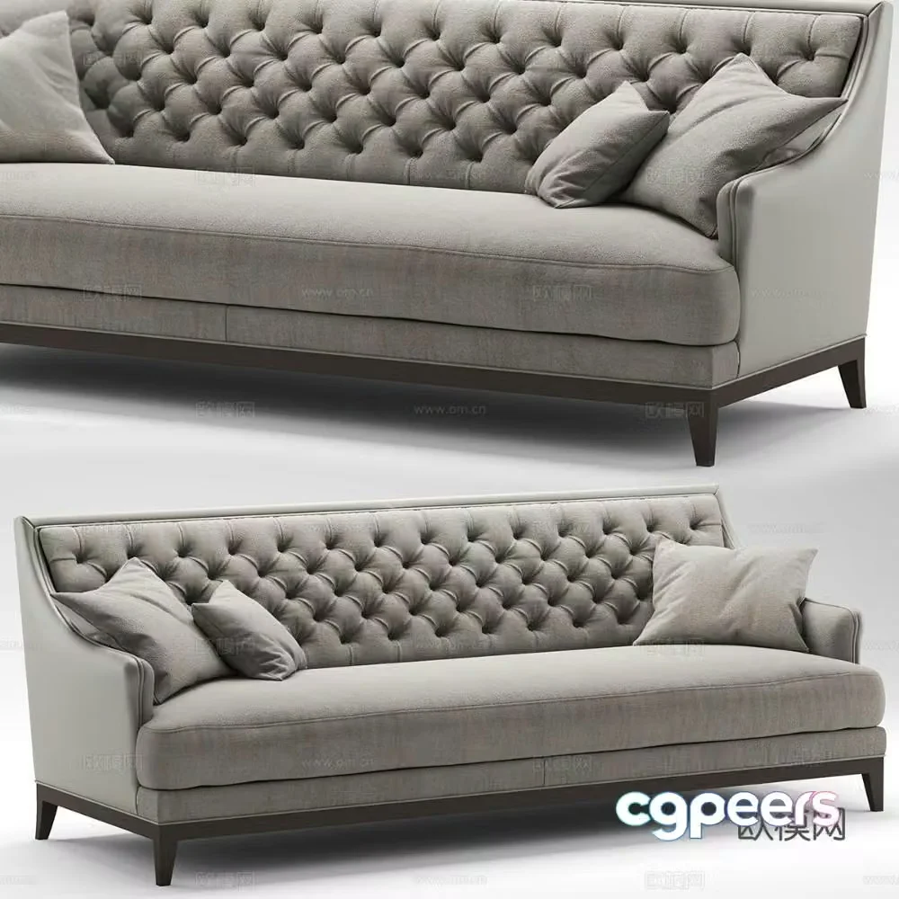 Straight row sofa multi-person sofa 3d model