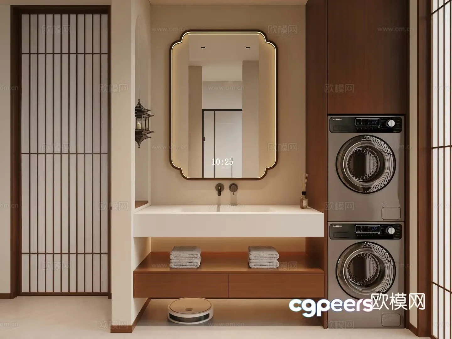 New Chinese-style Zen bathroom Song’s bathroom Middle-aged bathroom Wet and dry bathroom 3D model
