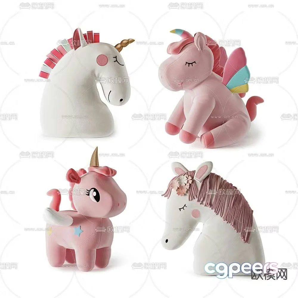 Modern unicorn ragdoll toy 3d model