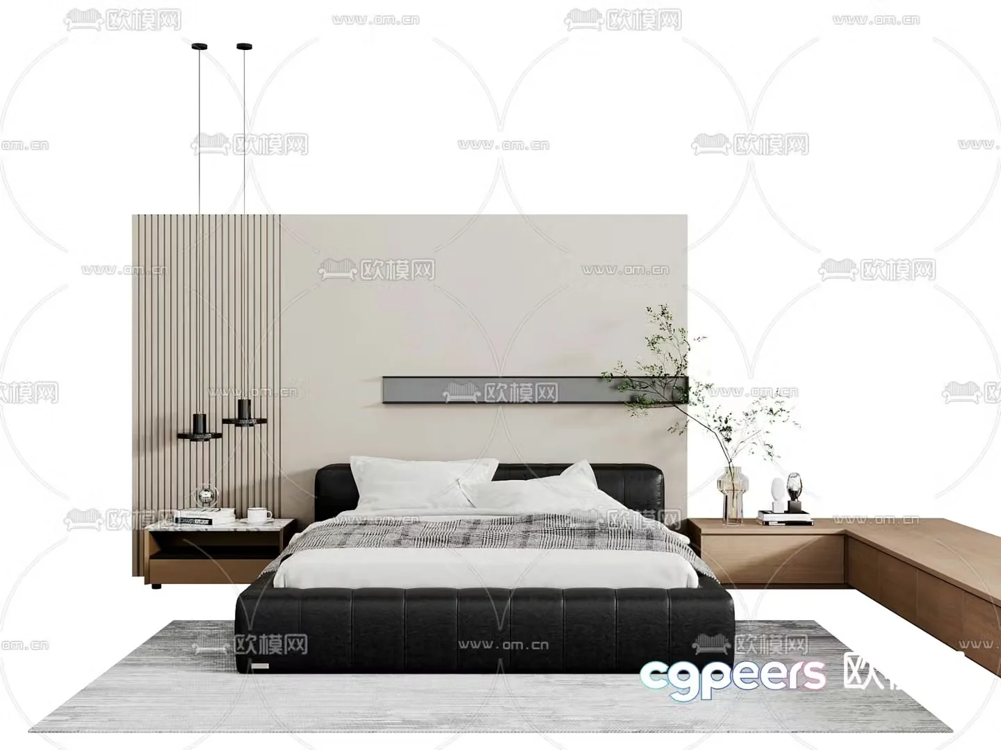 modern double bed 3d model