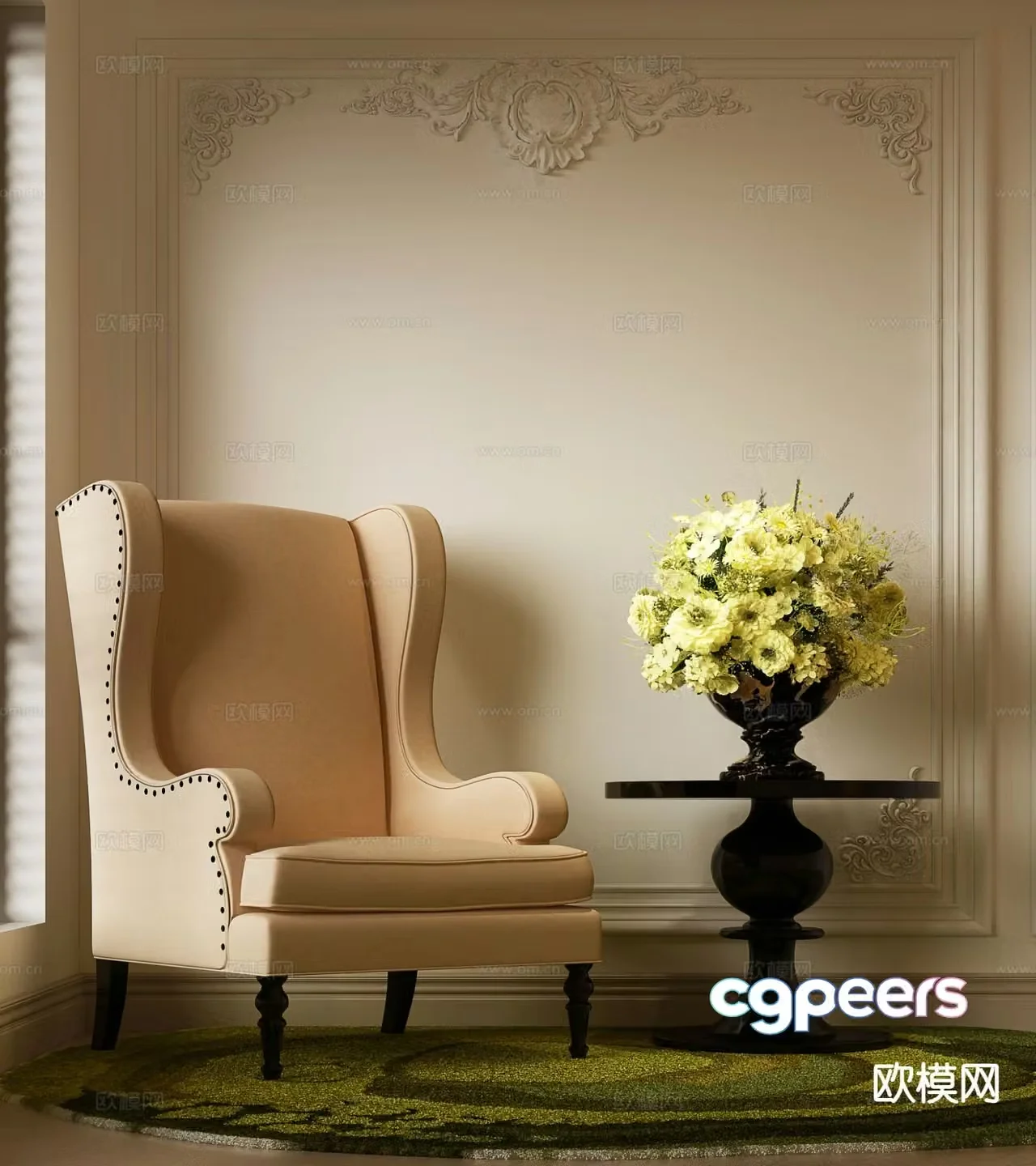 European style single sofa 3d model