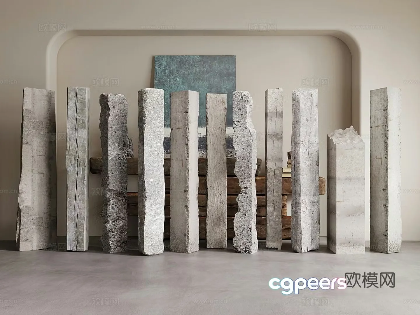 Modern column Concrete column Cement column Damaged column 3d model