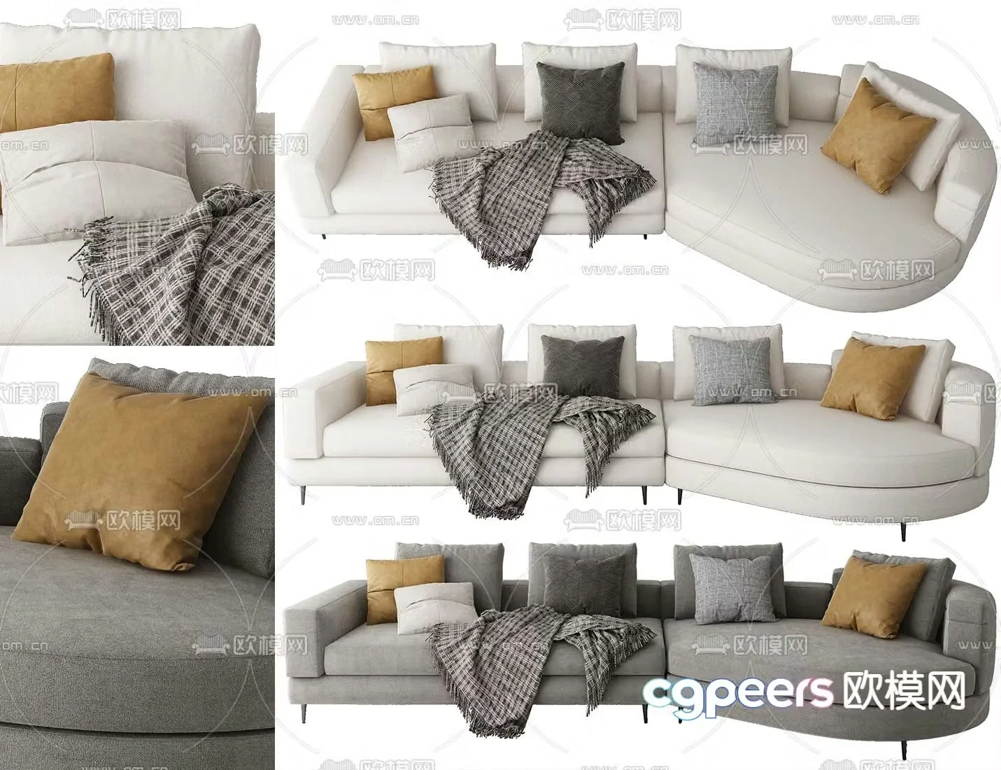 multi-person sofa corner sofa 3d model