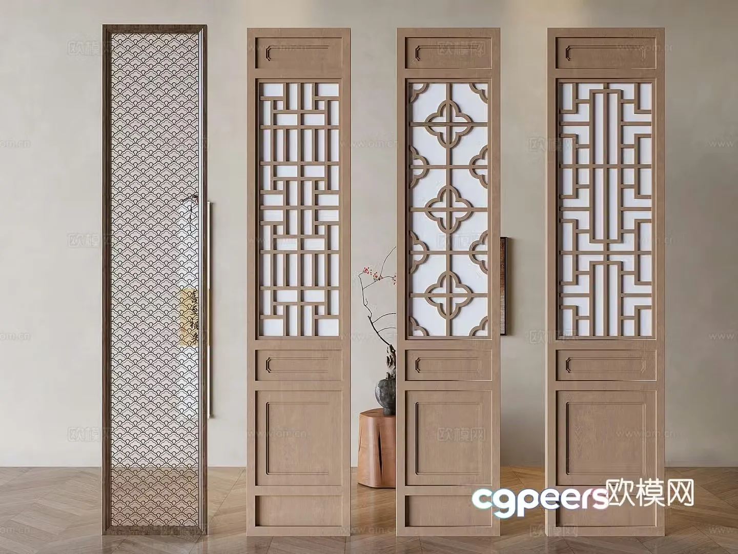 Chinese style partition entrance partition hollow partition 3D model