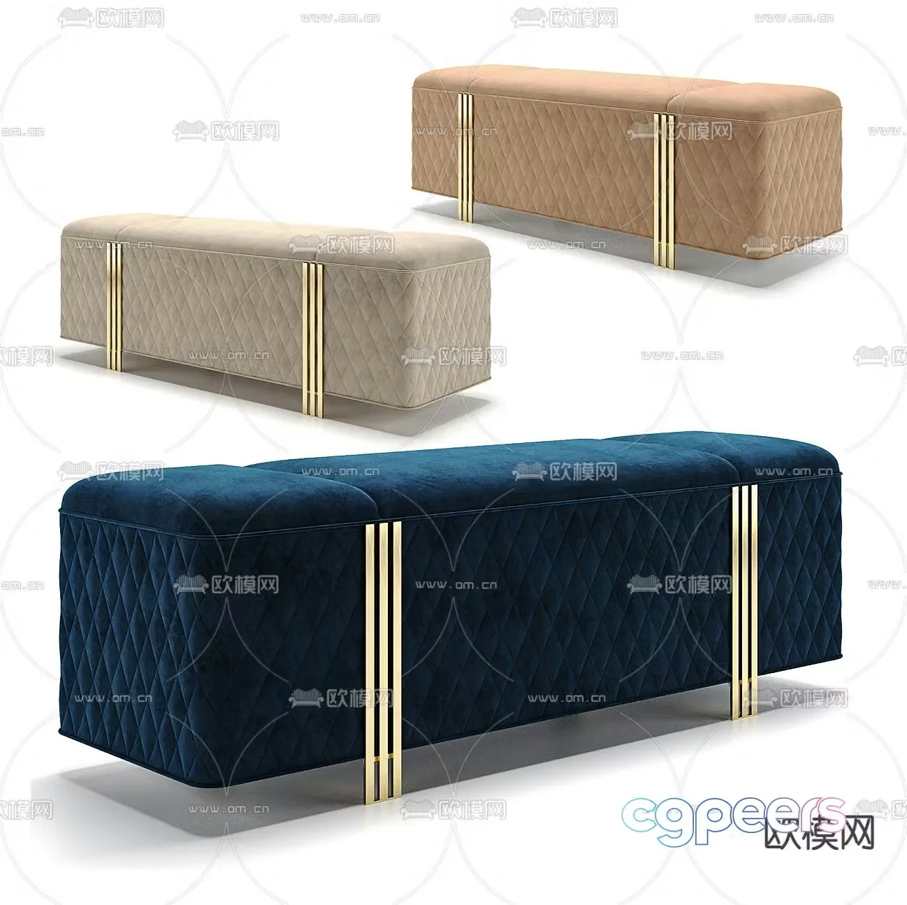 Charlotte sofa stool bed end stool footrest 3d model