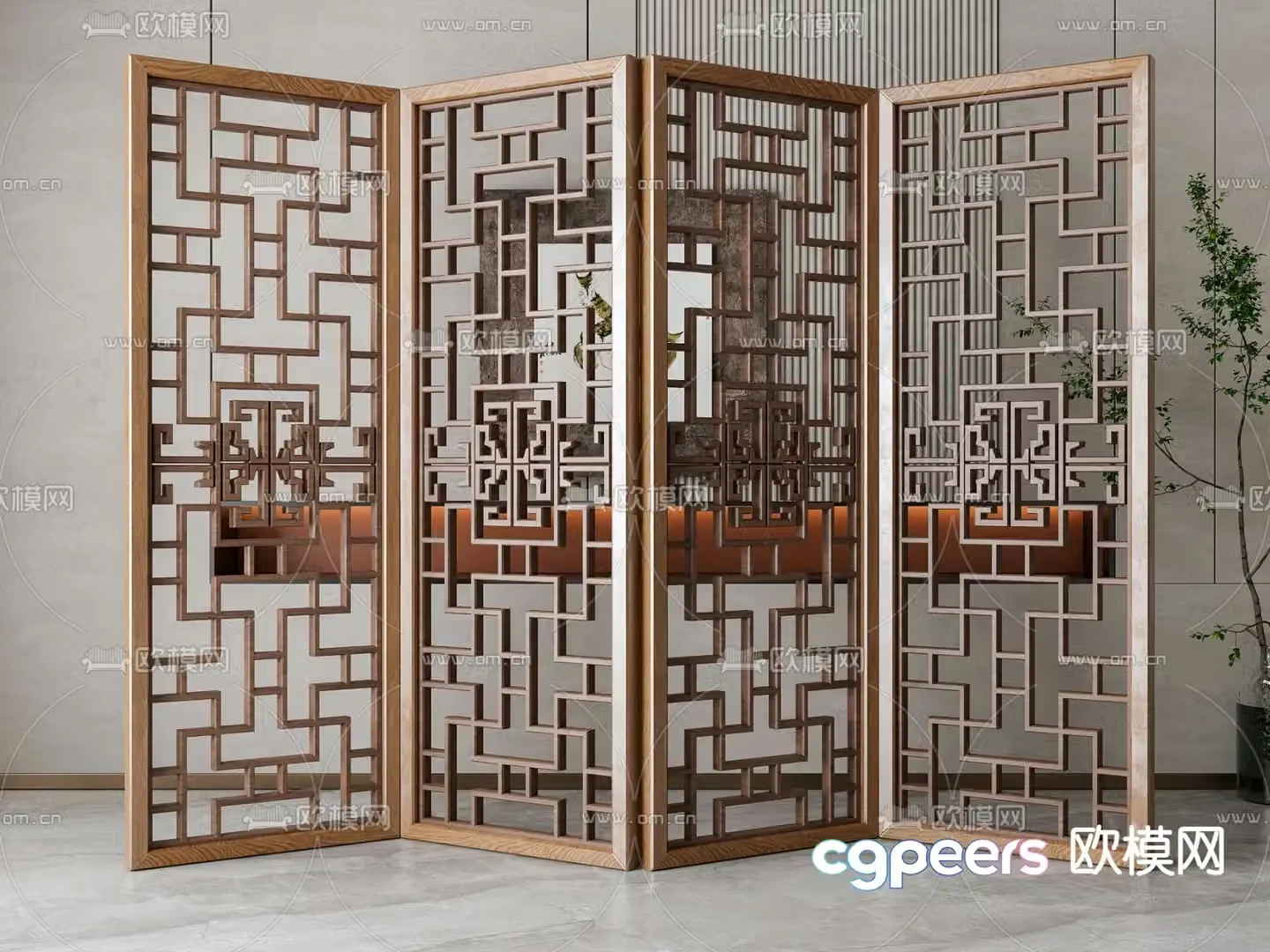 New Chinese-style screen partition 3D model