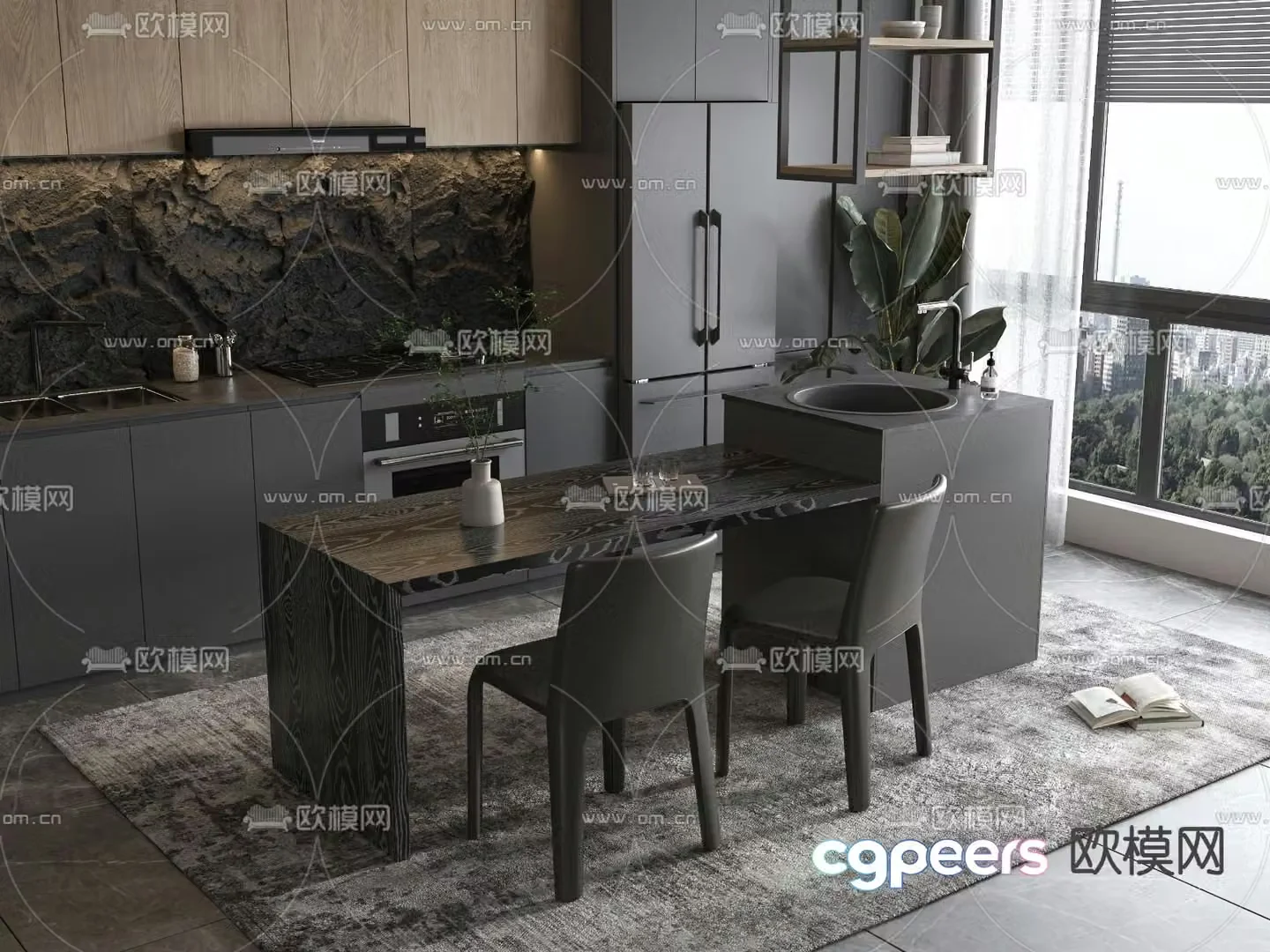 3D model of Nakadao dining table and chair