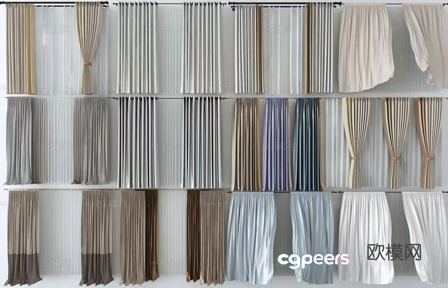 curtain curtain curtain rod 3d model