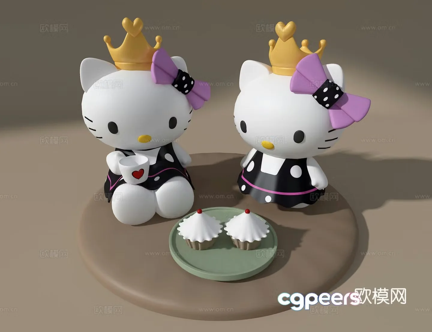 Kitty ornaments 3d model