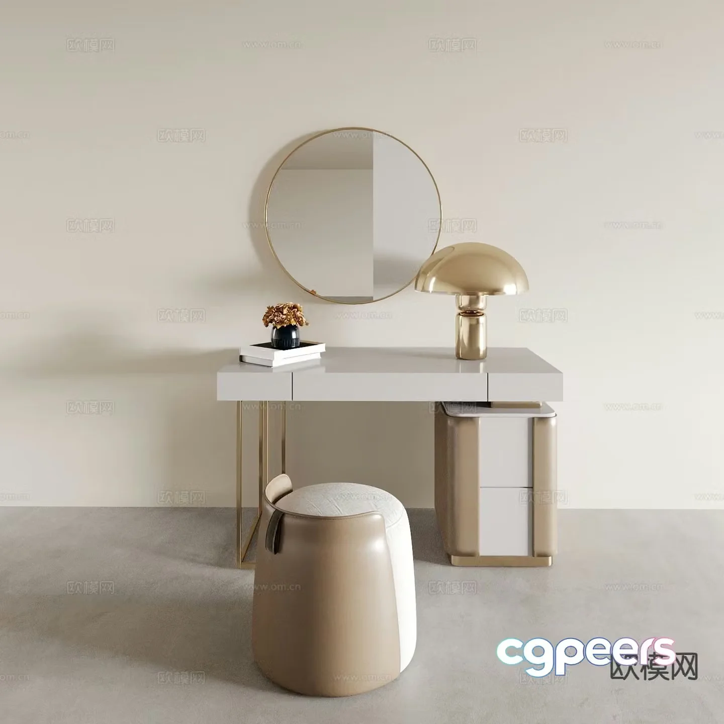Light luxury dressing table makeup table 3d model
