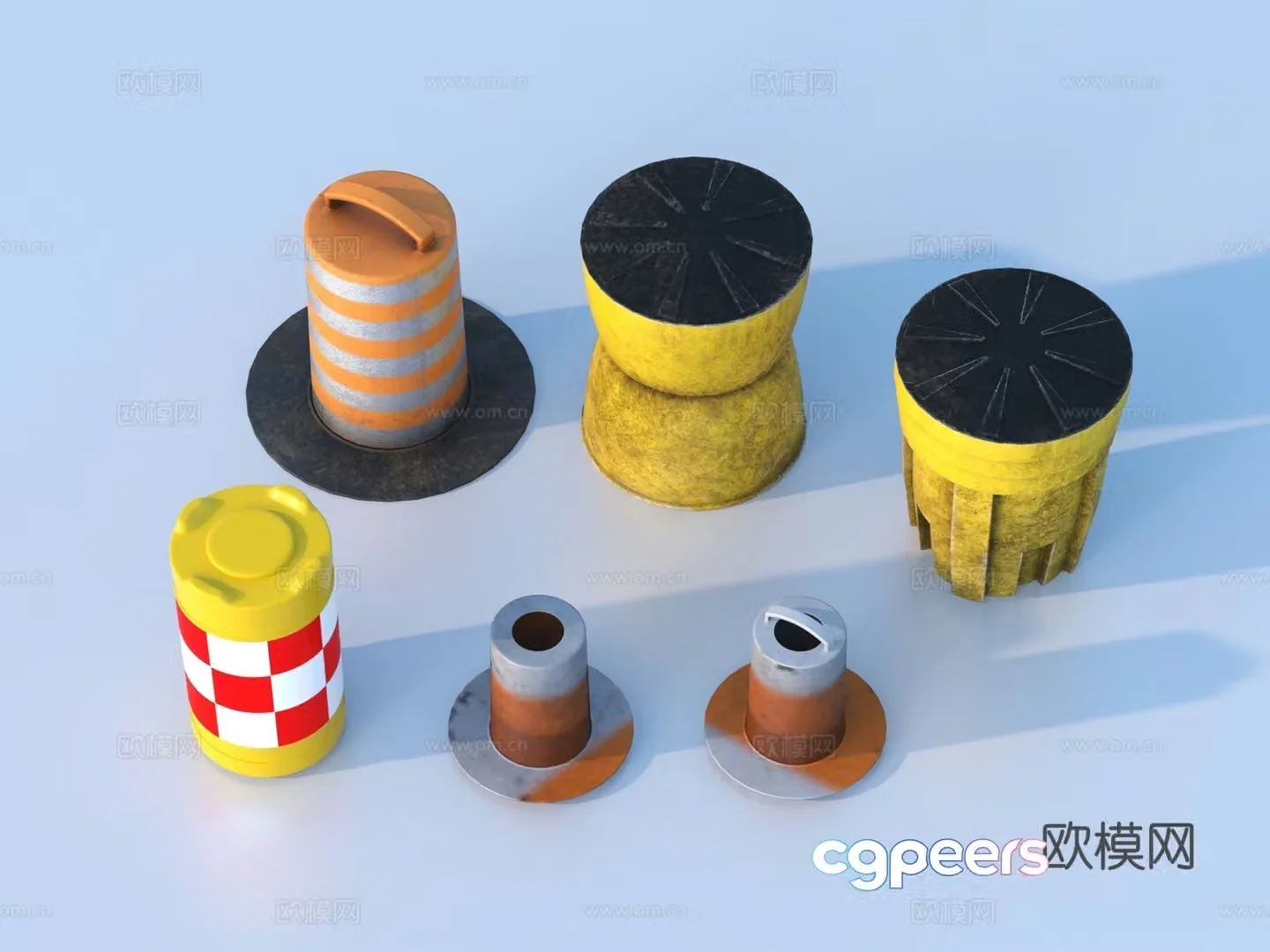 Construction roadblock warning 3d model