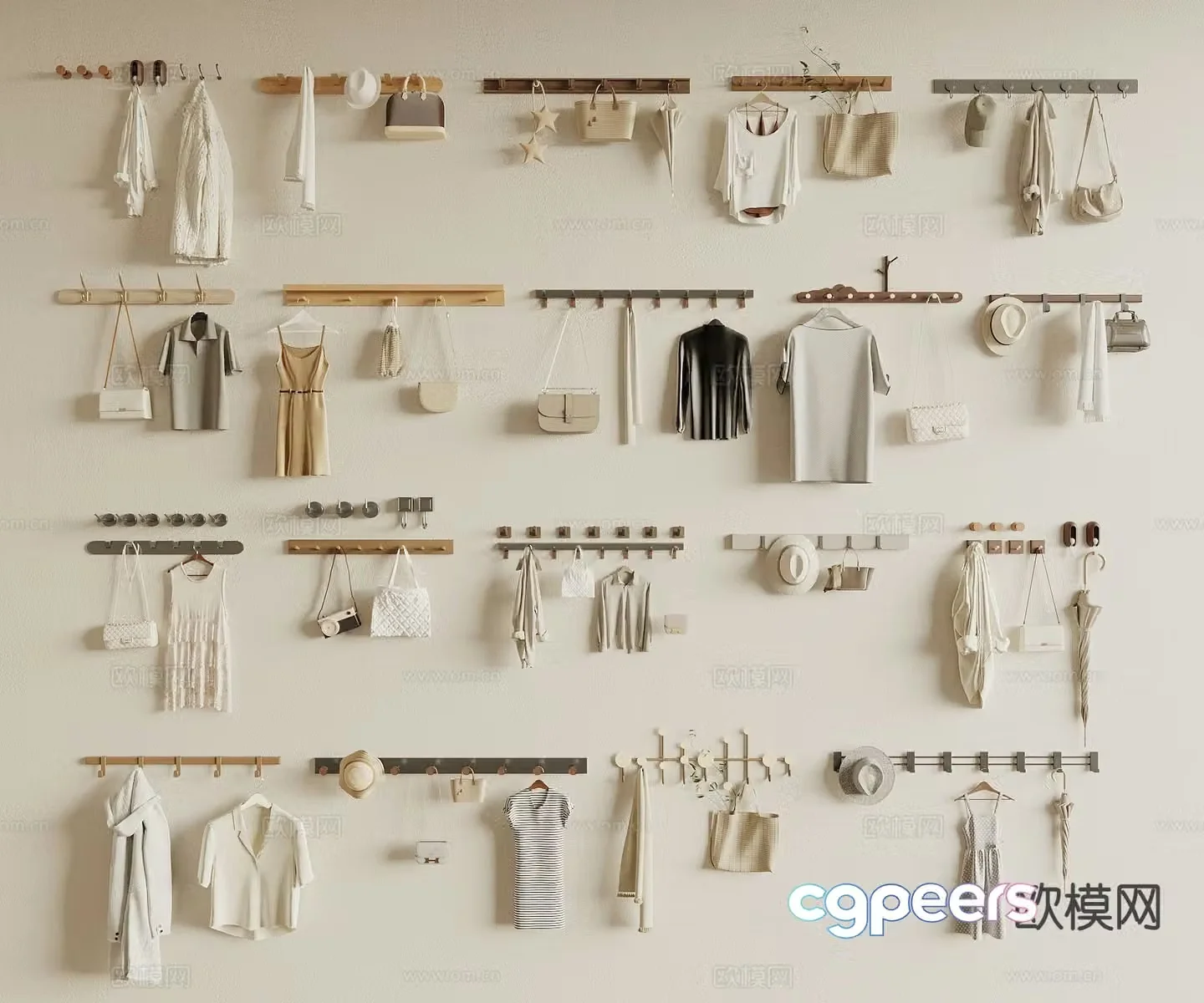 Modern coat hook clothing clothes bag 3d model
