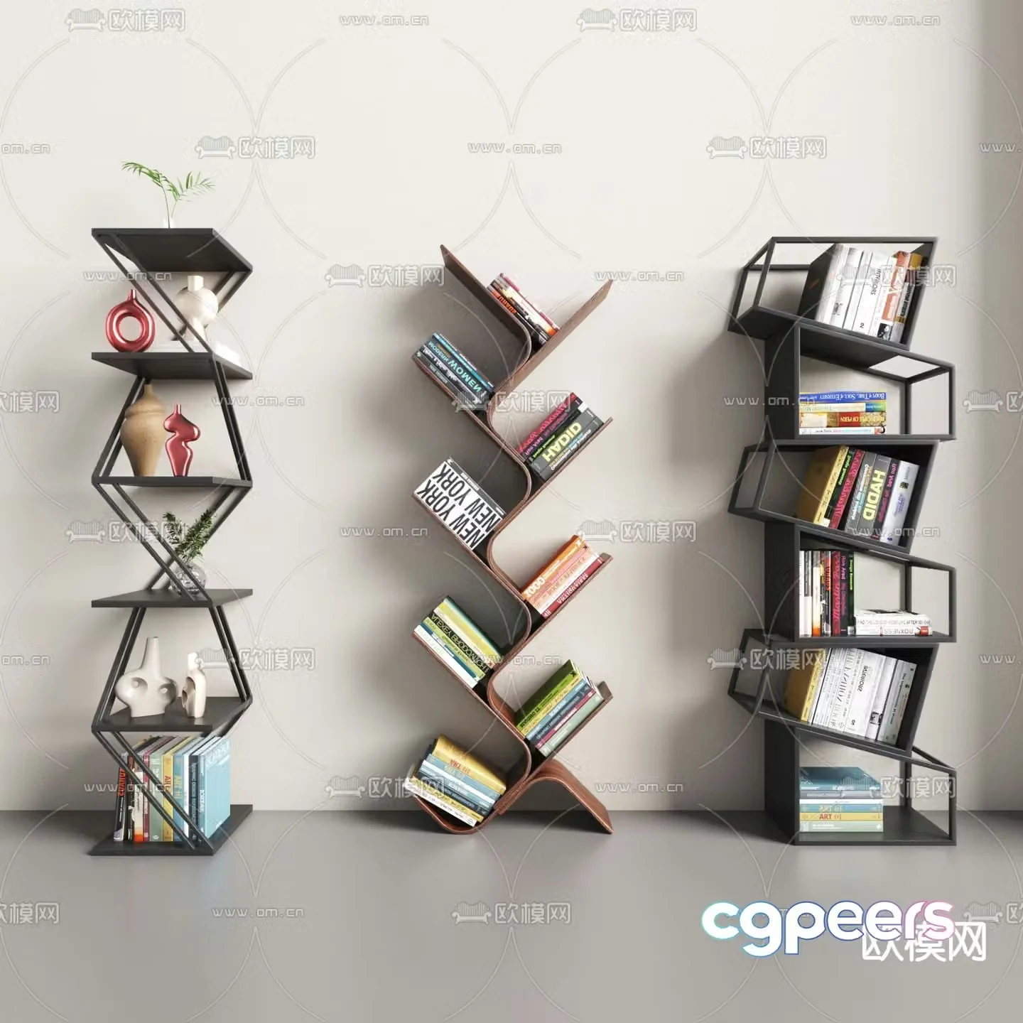 Modern vertical bookshelf simple bookshelf iron bookshelf 3d model