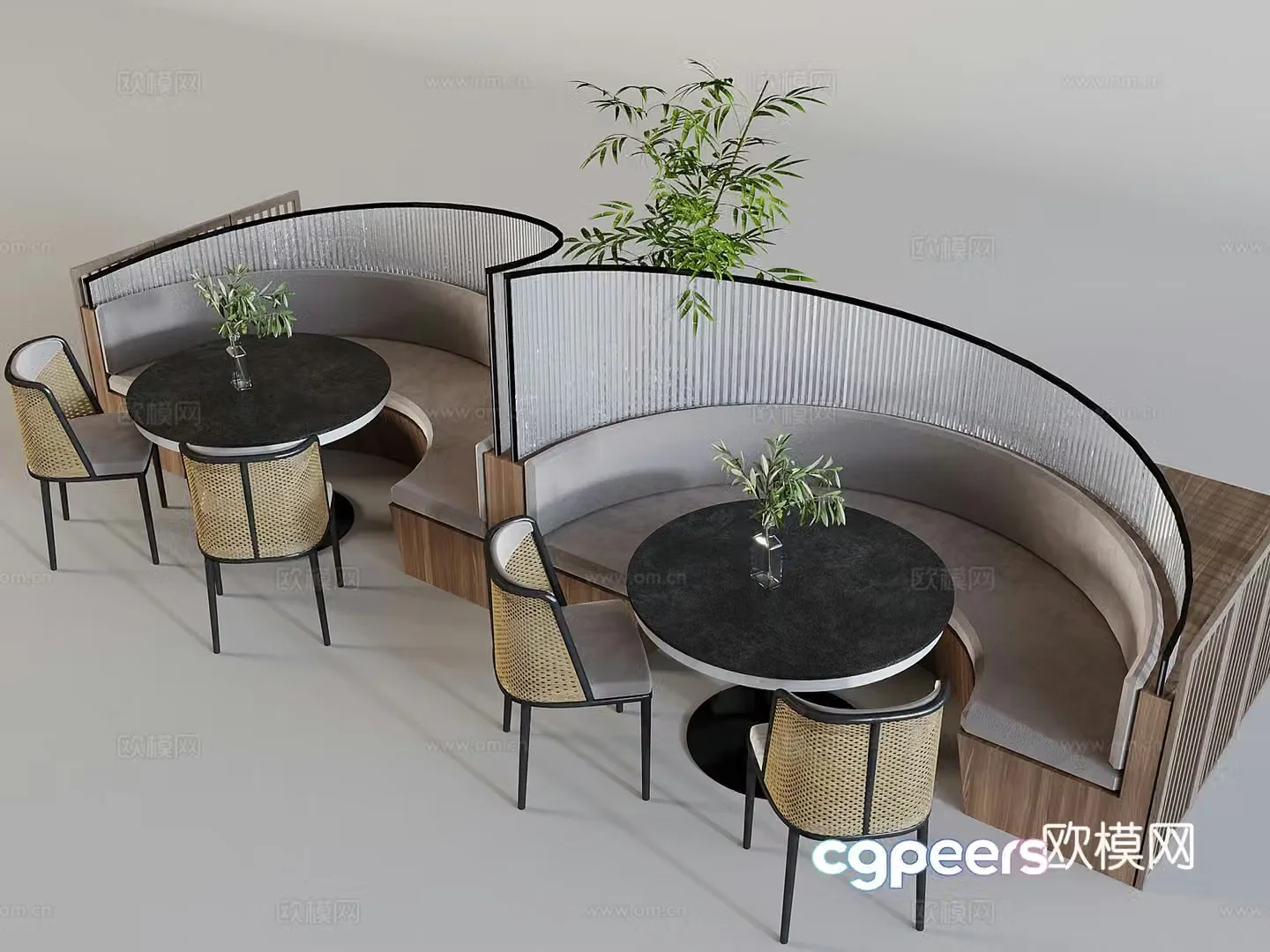 Card seat dining table and chairs 3d model