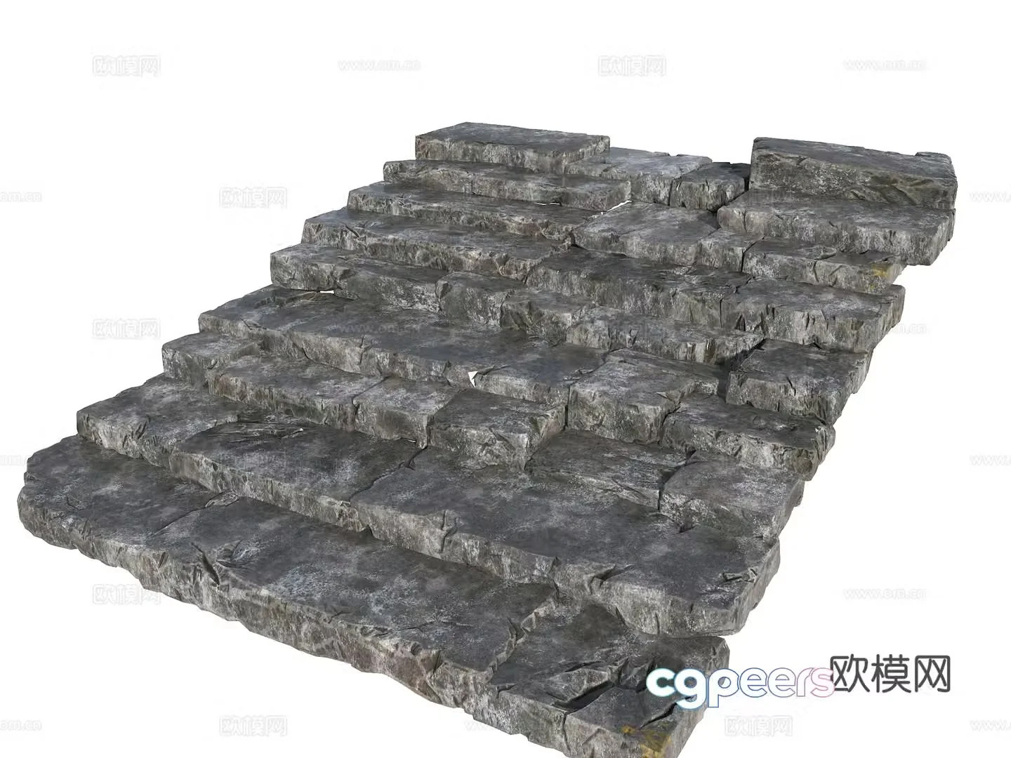 Bluestone slab steps Park slab old stone slab steps Rural wool stone slab steps Natural stone slab steps 3D model
