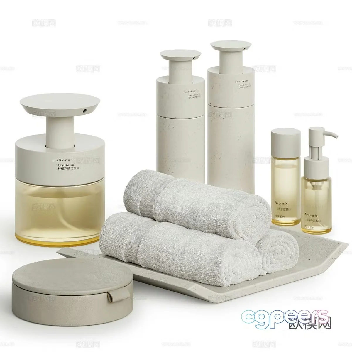 Modern bathroom toiletries 3d model