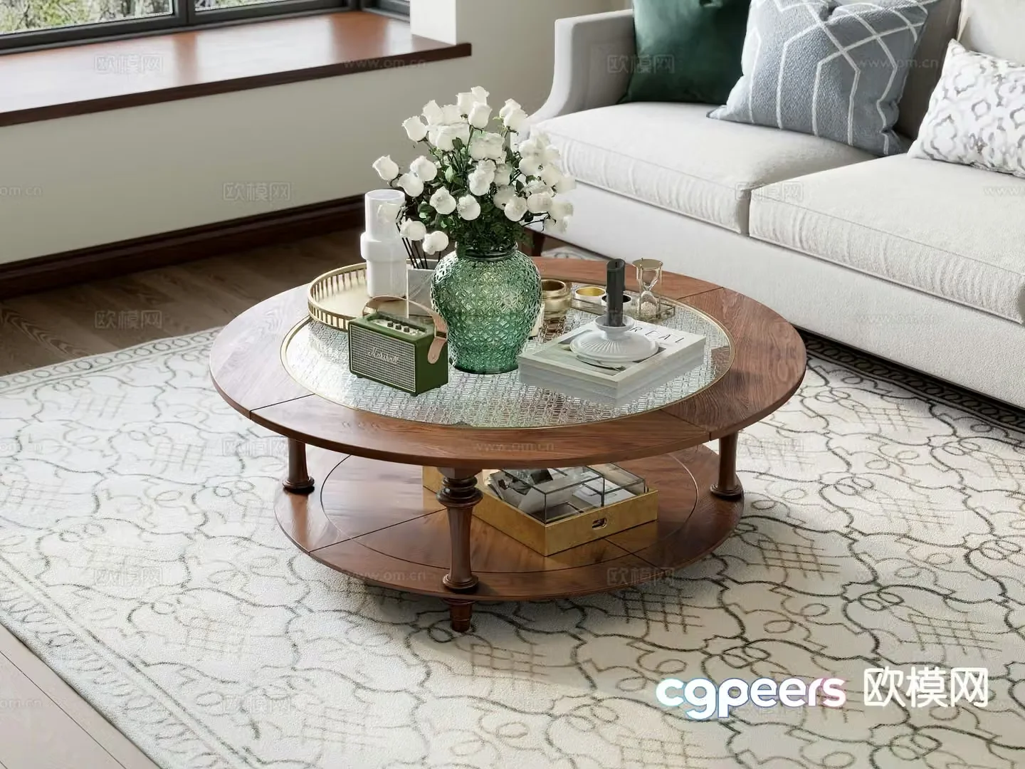 American coffee table round coffee table 3d model