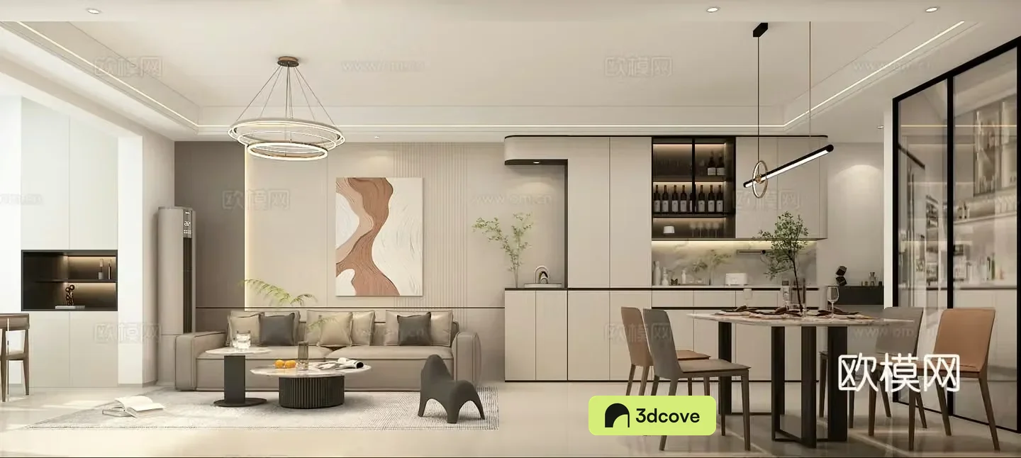 Modern living and dining room