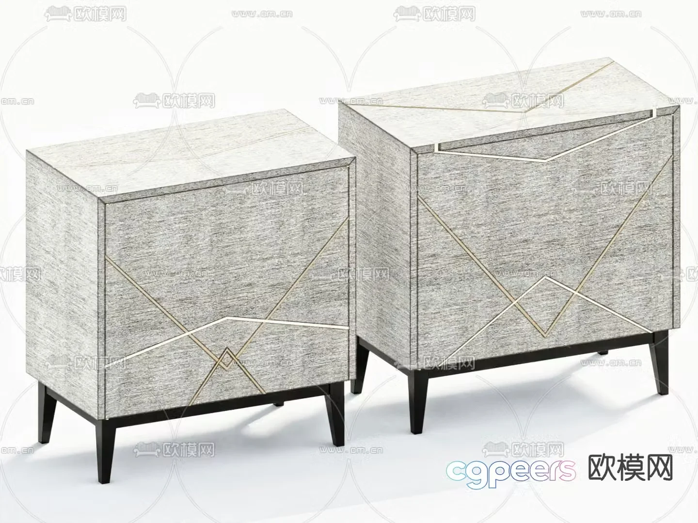 Bedside table decorative low cabinet 3d model