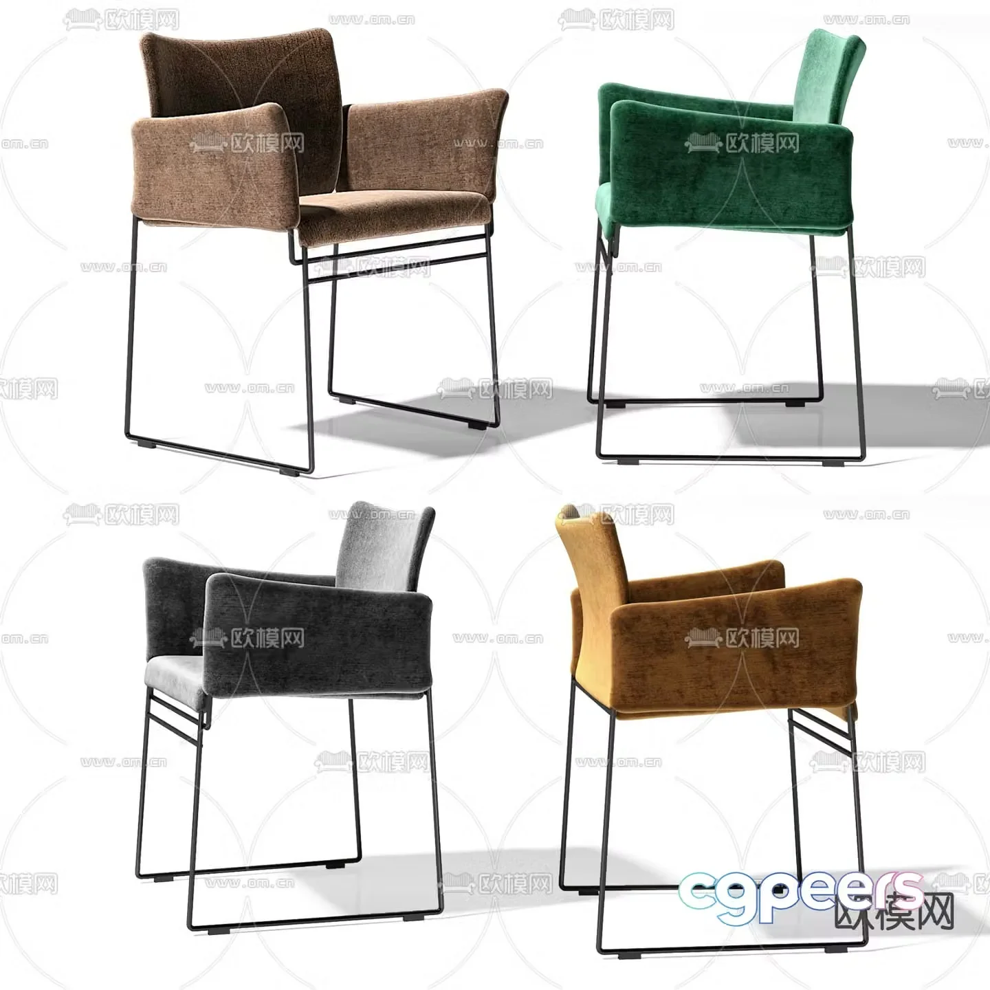 Cassina velvet side chair 3d model