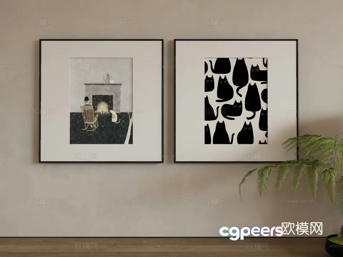Modern Wasabi Hanging Painting Oil Painting 3D Model