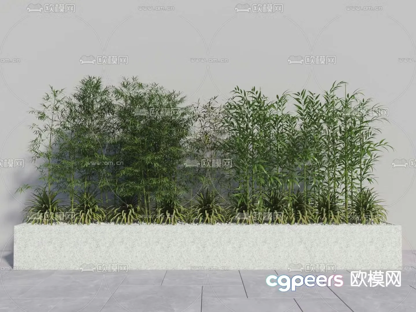 Bamboo potted plant flower tank 3D model