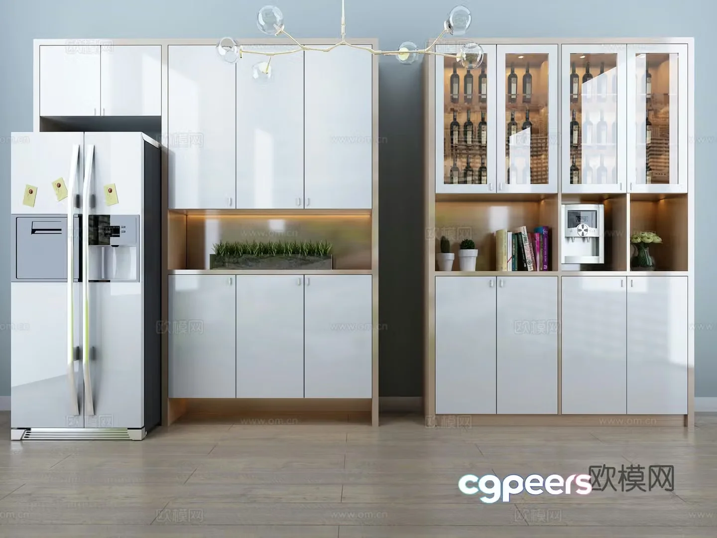 Nordic wine cabinet shoe cabinet combination 3D model