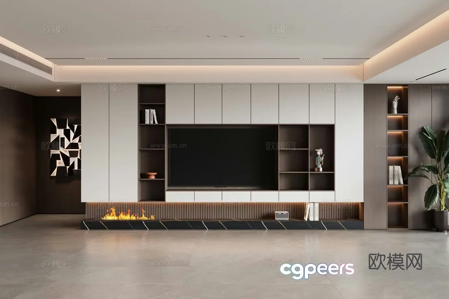 Modern TV background wall 3d model