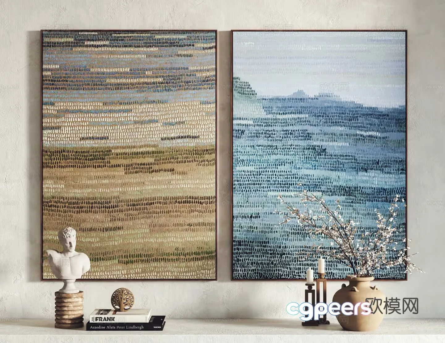 Modern Abstract Art Pieces 3D Model – 14955 – VRAY Render