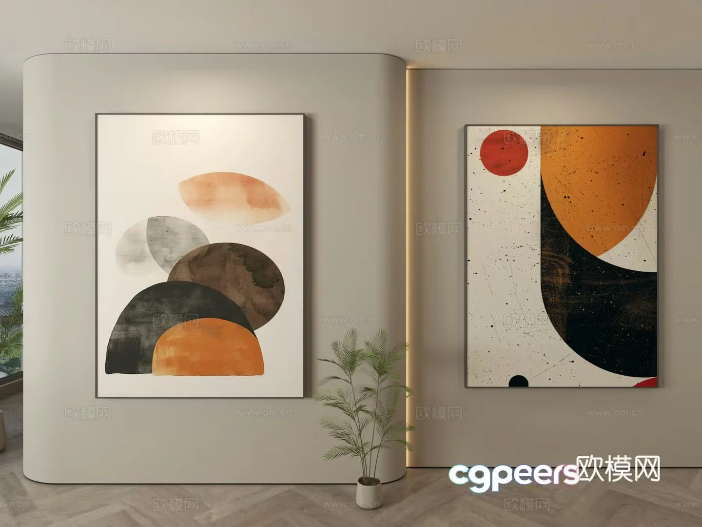 Modern abstract painting Decorative painting 3d model